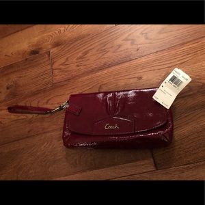 Coach New Red Patented Leather Wristlet